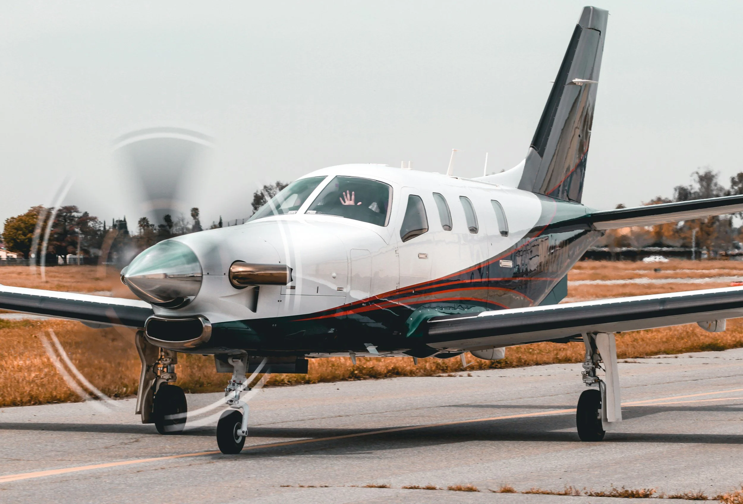 Turboprop aircraft parked on the ramp